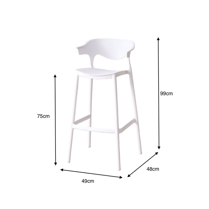 Silla para Bar Elena, Color Blanco, Diseño Moderno