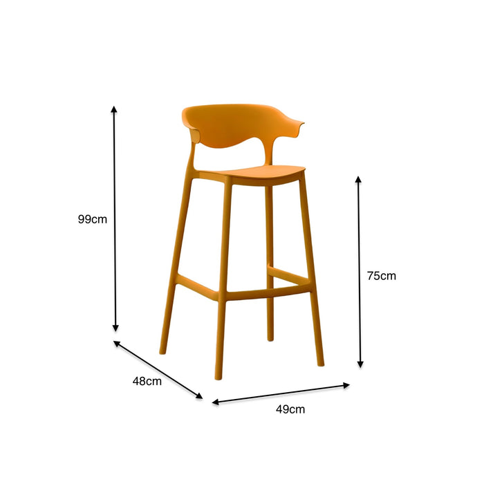 Silla para Bar Elena, Color Naranja, Diseño Moderno
