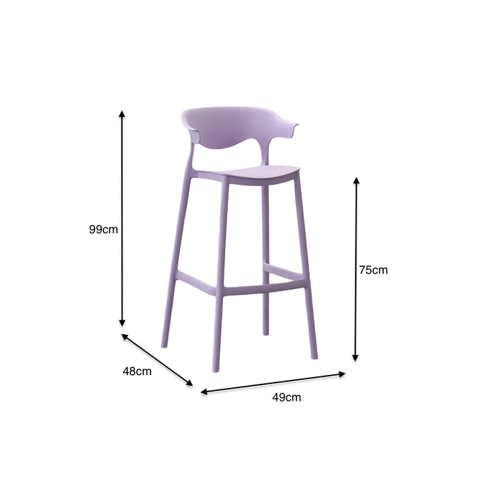 Silla para Bar Elena, Color Lila, Diseño Moderno