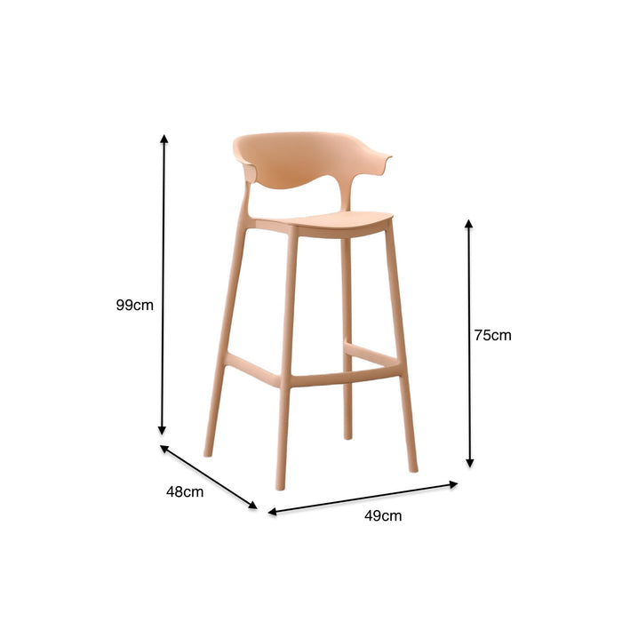 Silla para Bar Elena, Color Mandarina, Diseño Moderno