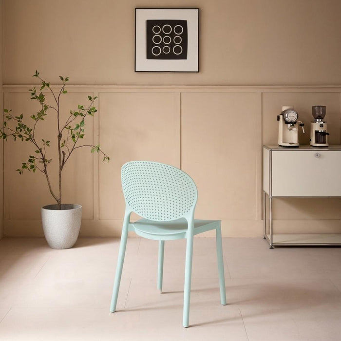 Silla Florida, Color Azul Claro, con Espaldar y Diseño Moderno