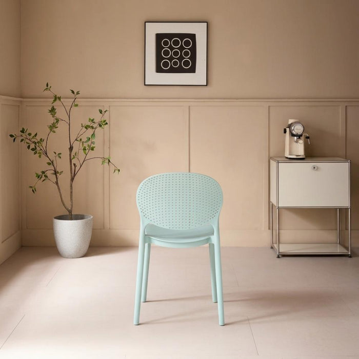 Silla Florida, Color Azul Claro, con Espaldar y Diseño Moderno