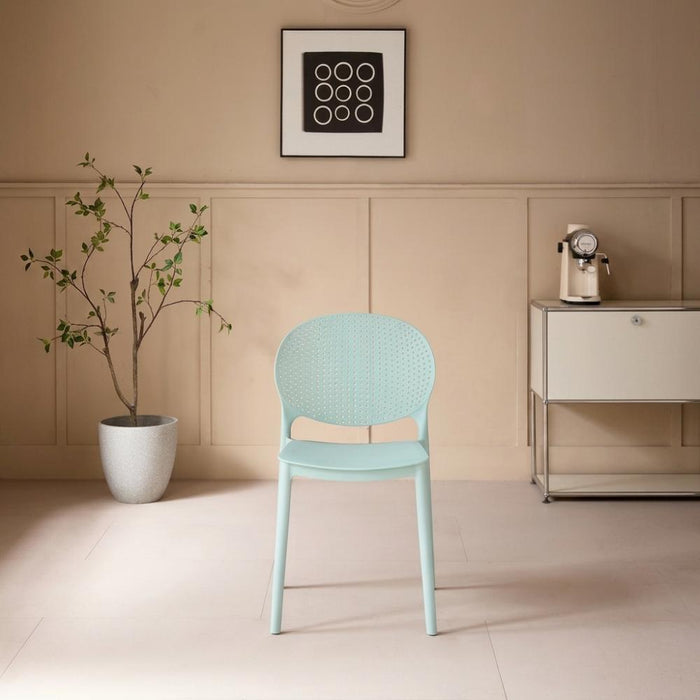 Silla Florida, Color Azul Claro, con Espaldar y Diseño Moderno