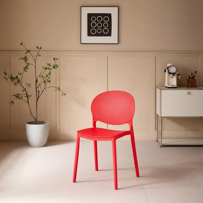 Silla Florida, Color Rojo, con Espaldar y Diseño Moderno