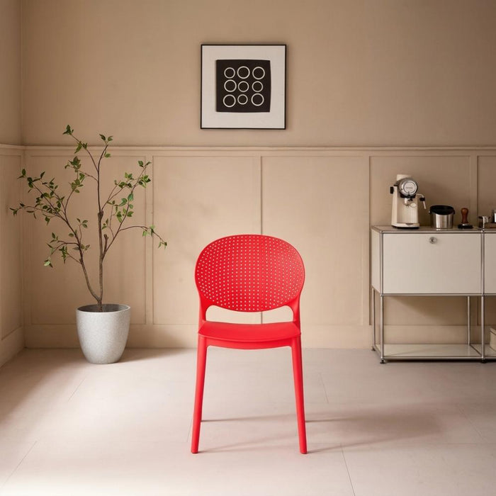Silla Florida, Color Rojo, con Espaldar y Diseño Moderno