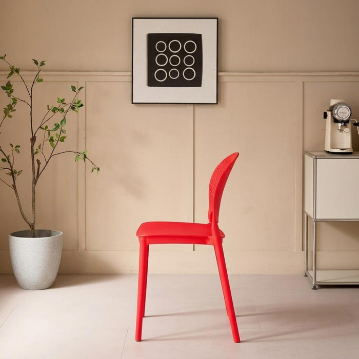 Silla Florida, Color Rojo, con Espaldar y Diseño Moderno