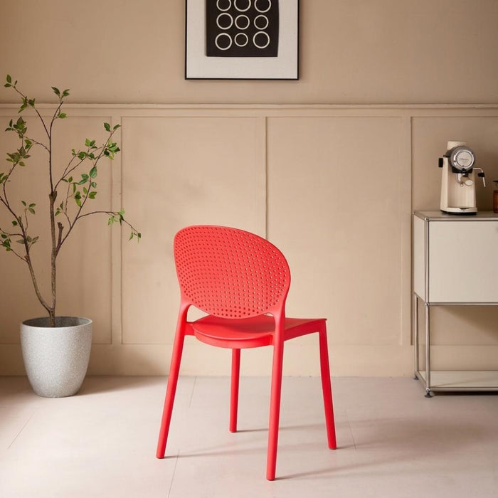 Silla Florida, Color Rojo, con Espaldar y Diseño Moderno