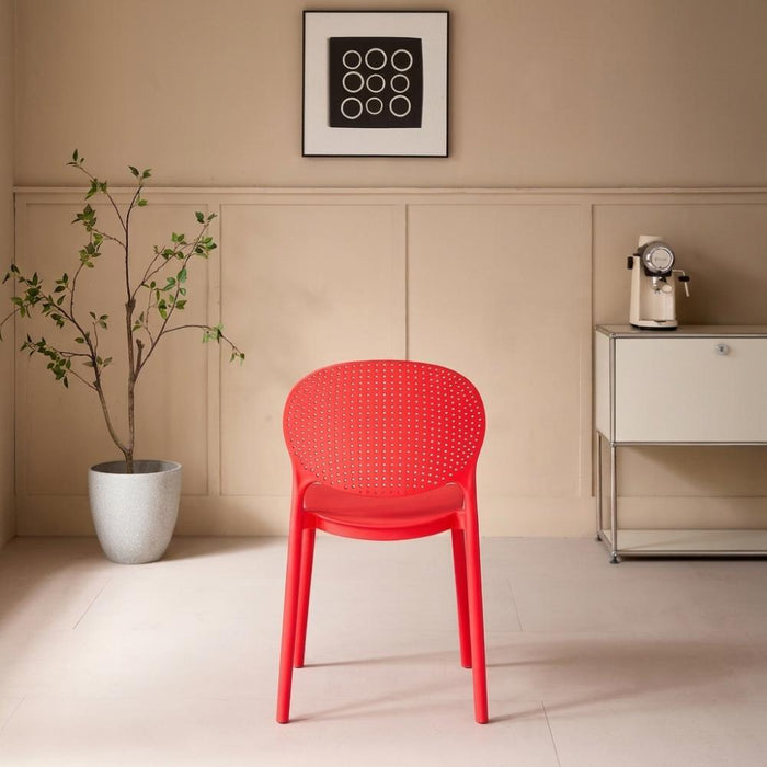 Silla Florida, Color Rojo, con Espaldar y Diseño Moderno