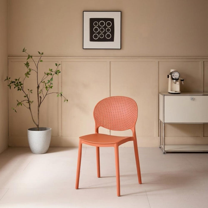 Silla Florida, Color Terracota, con Espaldar y Diseño Moderno