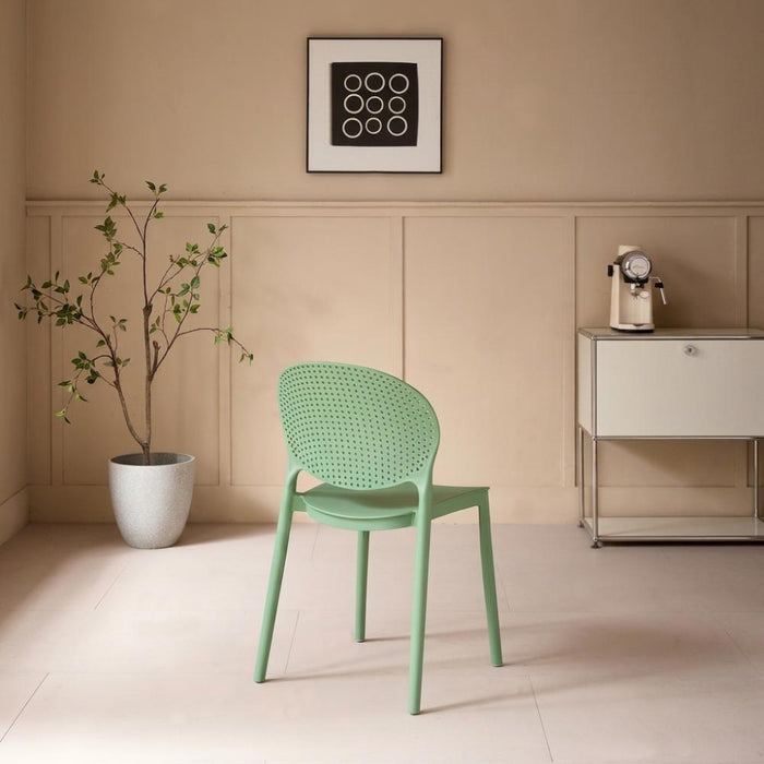 Silla Florida, Color Verde, con Espaldar y Diseño Moderno