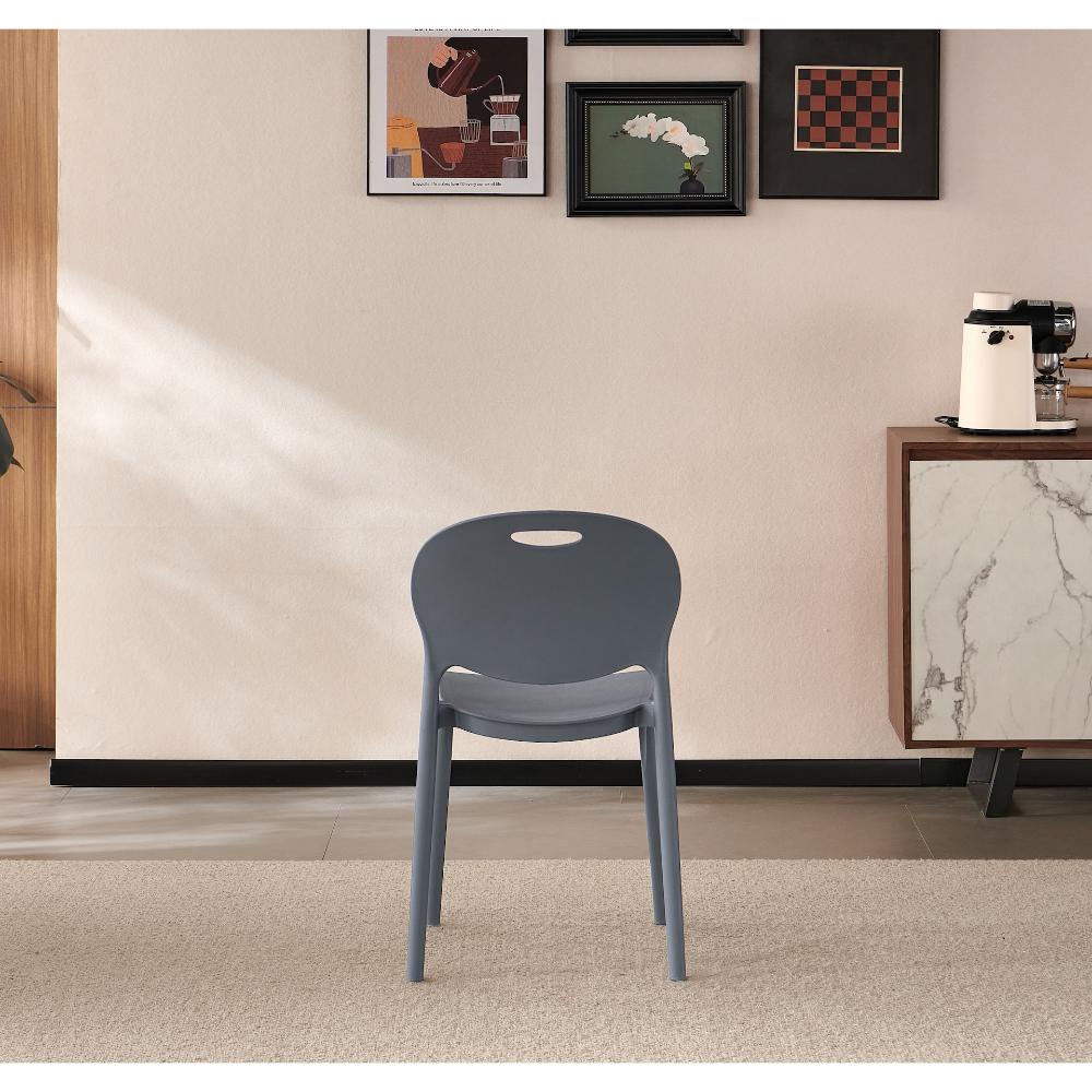 Silla Queens, Gris Oscuro, Con espaldar redondo y diseño minimalista