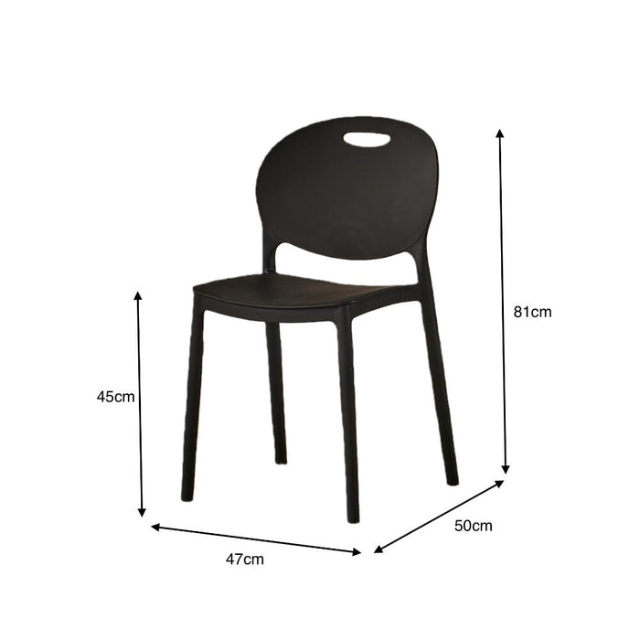 Silla Queens, Negro, Con espaldar redondo y diseño minimalista