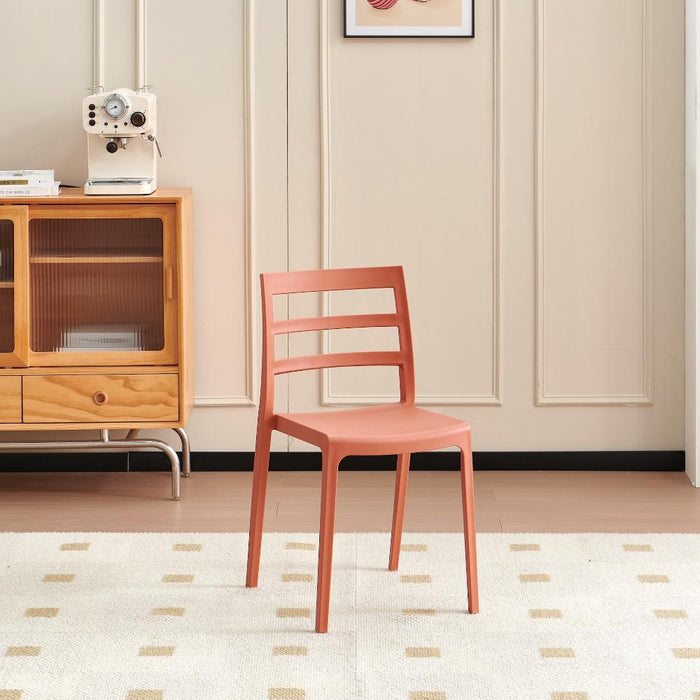 Silla New York, Terracota, Con espaldar en líneas y diseño minimalista