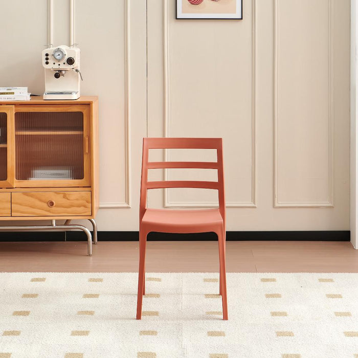Silla New York, Terracota, Con espaldar en líneas y diseño minimalista