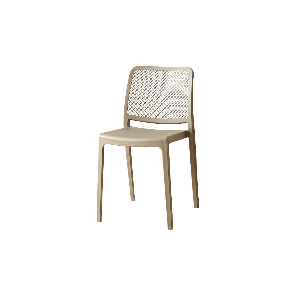 Silla Manhattan, Taupe, Con espaldar en rejilla y diseño minimalista