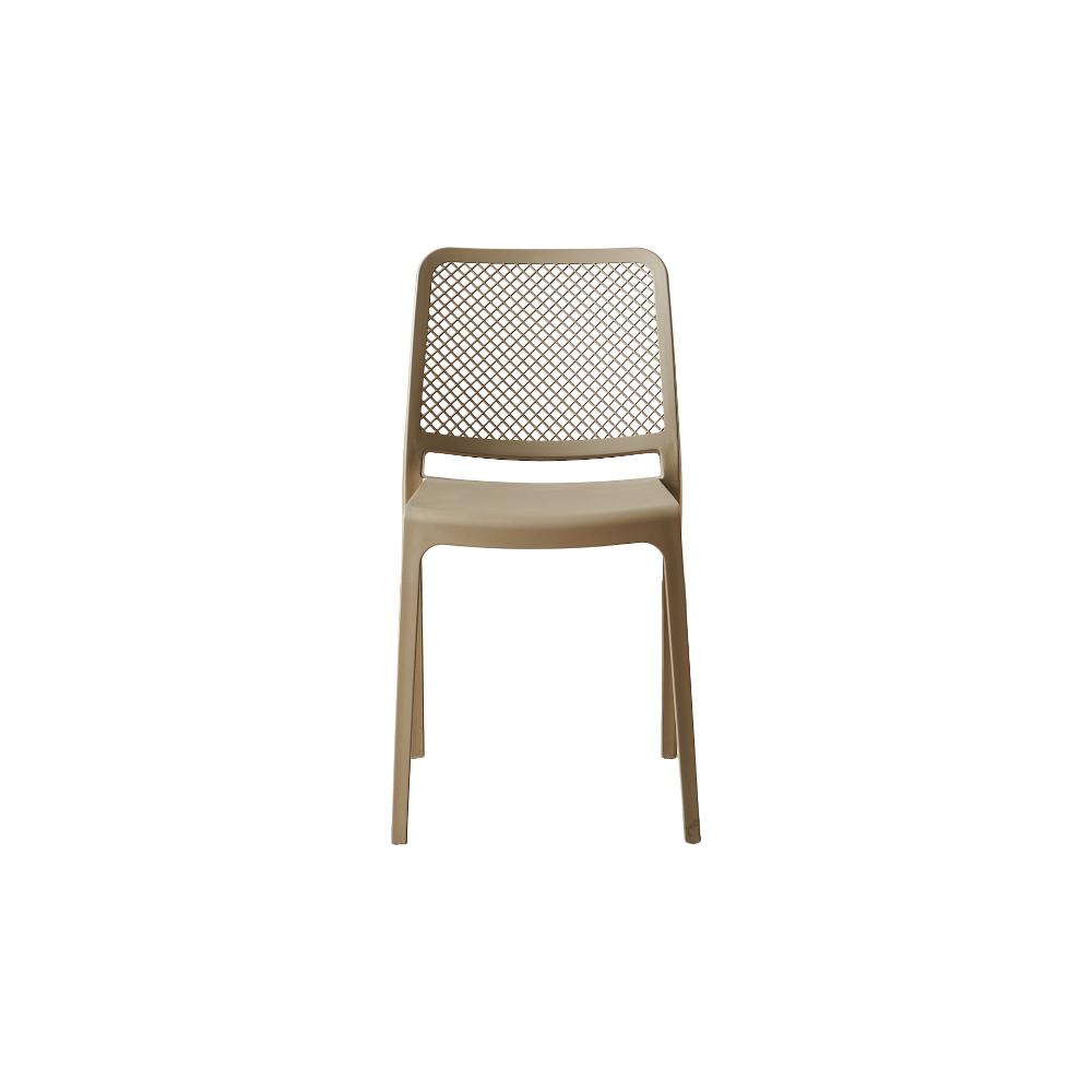 Silla Manhattan, Taupe, Con espaldar en rejilla y diseño minimalista