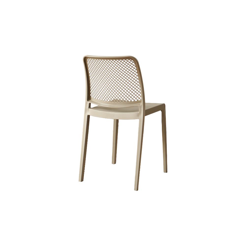 Silla Manhattan, Taupe, Con espaldar en rejilla y diseño minimalista