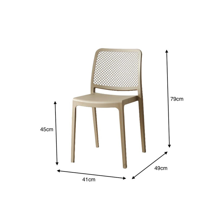 Silla Manhattan, Taupe, Con espaldar en rejilla y diseño minimalista