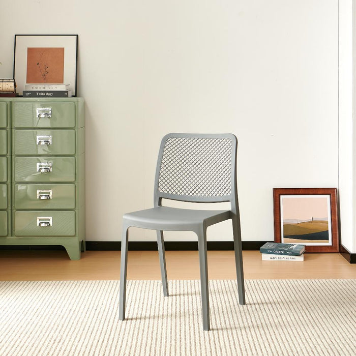 Silla Manhattan, Gris Oscuro, Con espaldar en rejilla y diseño minimalista