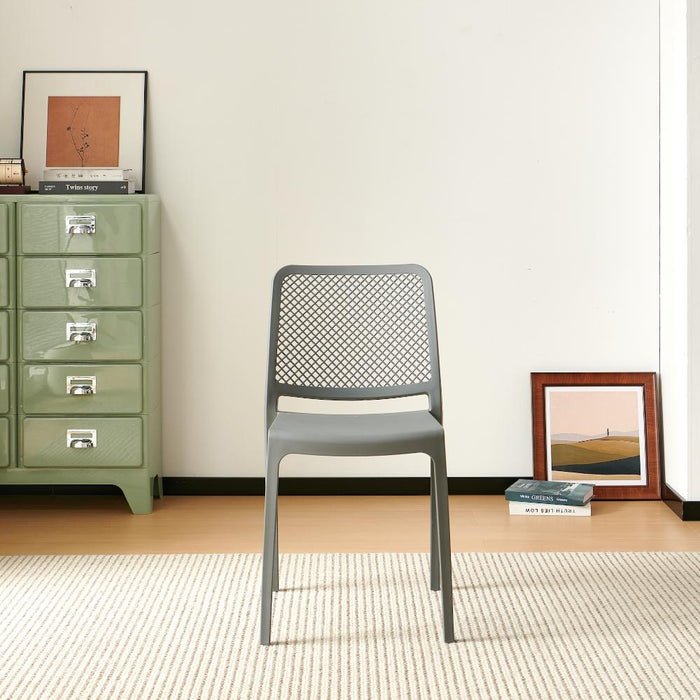 Silla Manhattan, Gris Oscuro, Con espaldar en rejilla y diseño minimalista