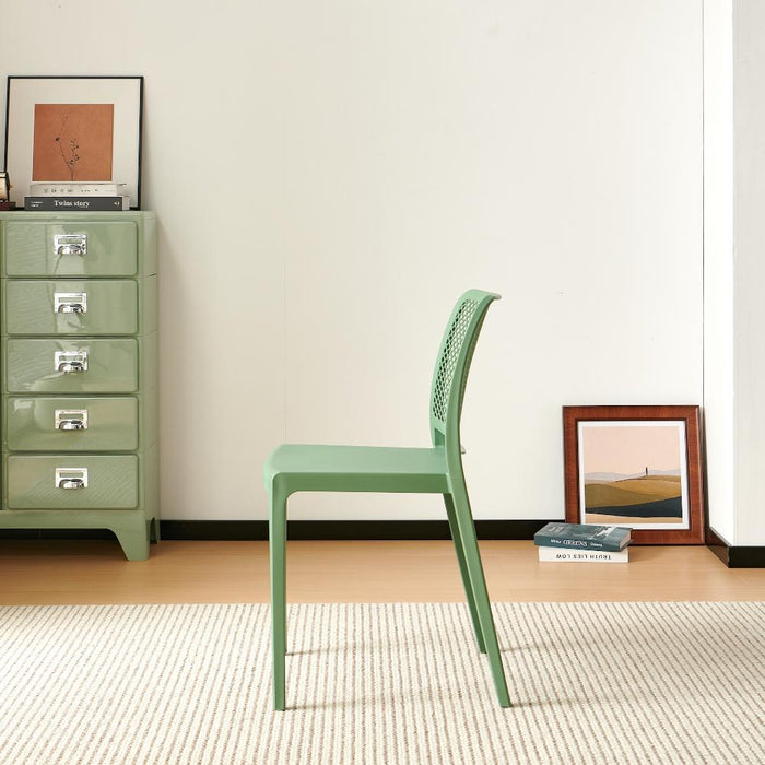 Silla Manhattan, Verde, Con espaldar en rejilla y diseño minimalista