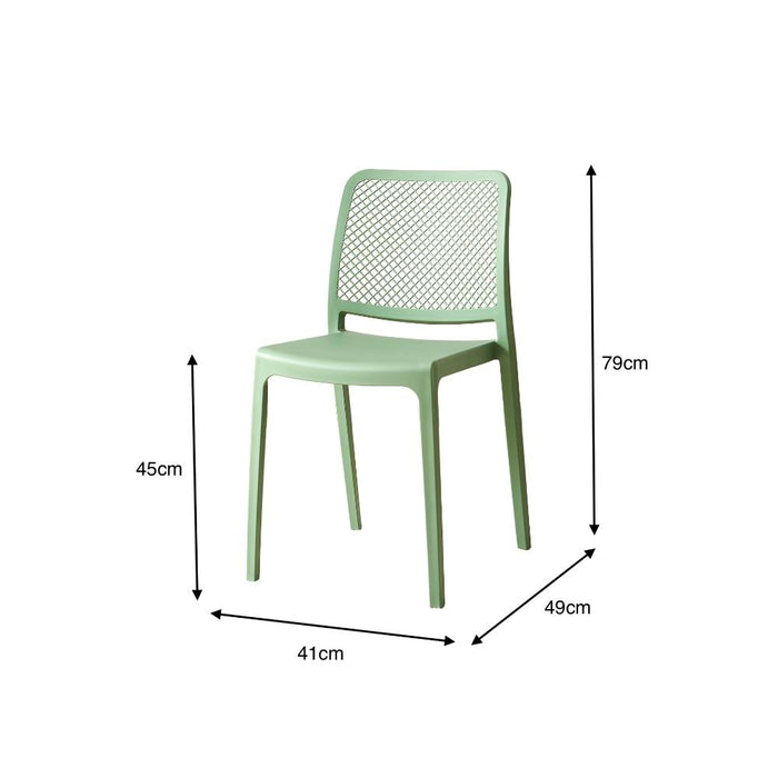 Silla Manhattan, Verde, Con espaldar en rejilla y diseño minimalista