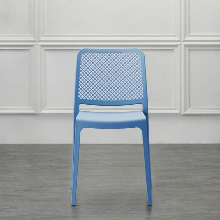 Silla Manhattan, Azul Oceano, con Espaldar en Rejilla y Diseño Minimalista
