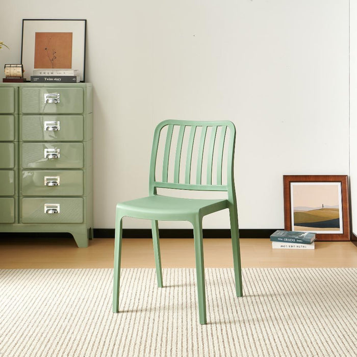 Silla Brooklyn, Verde, Con espaldar en rayas y diseño minimalista
