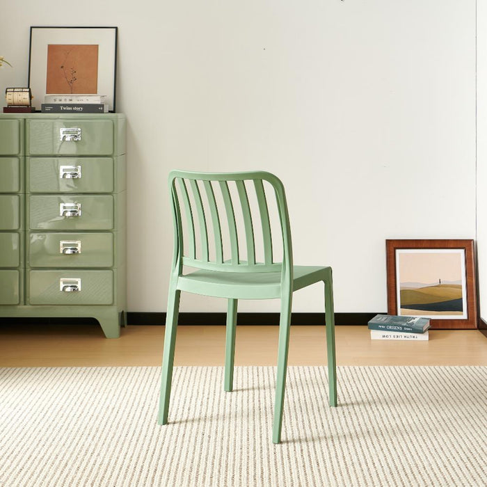 Silla Brooklyn, Verde, Con espaldar en rayas y diseño minimalista