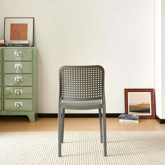 Silla Bronx , Gris Oscuro, Con espaldar en cuadrados y diseño minimalista