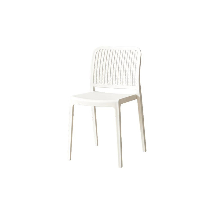 Silla Bronx, Blanco, Con espaldar en cuadrados y diseño minimalista