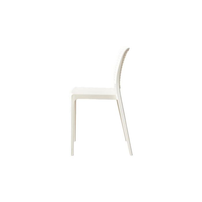 Silla Bronx, Blanco, Con espaldar en cuadrados y diseño minimalista