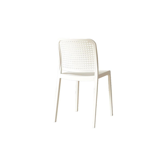 Silla Bronx, Blanco, Con espaldar en cuadrados y diseño minimalista