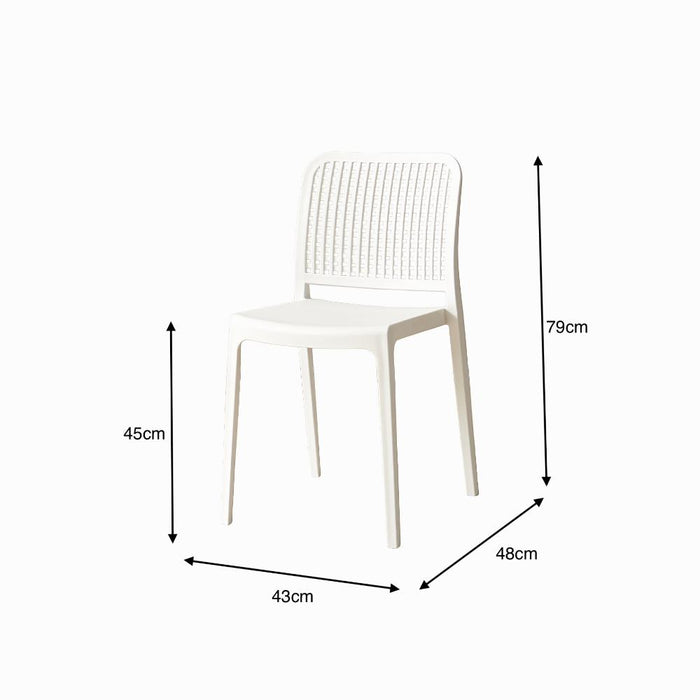Silla Bronx, Blanco, Con espaldar en cuadrados y diseño minimalista