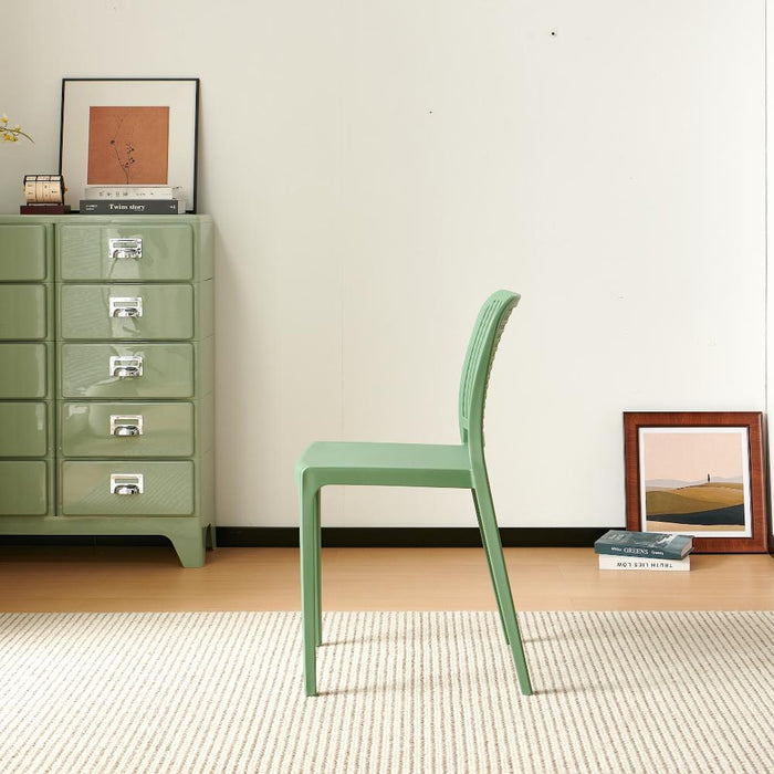 Silla Bronx, Verde, Con espaldar en cuadrados y diseño minimalista