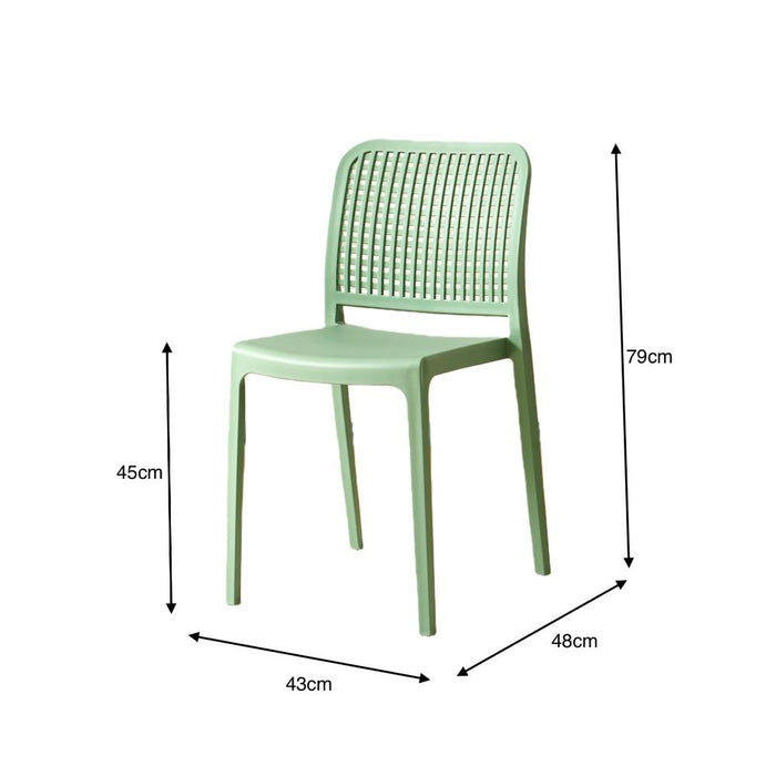 Silla Bronx, Verde, Con espaldar en cuadrados y diseño minimalista