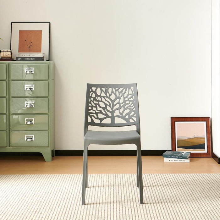 Silla Harlem, Gris Oscuro, Con espaldar en forma de árbol y diseño minimalista