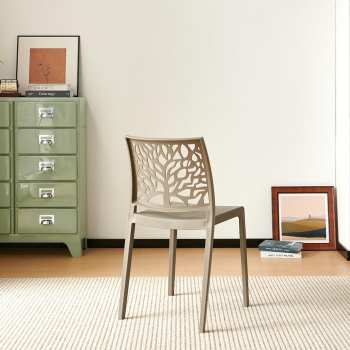 Silla Harlem, Taupe, Con espaldar en forma de árbol y diseño minimalista