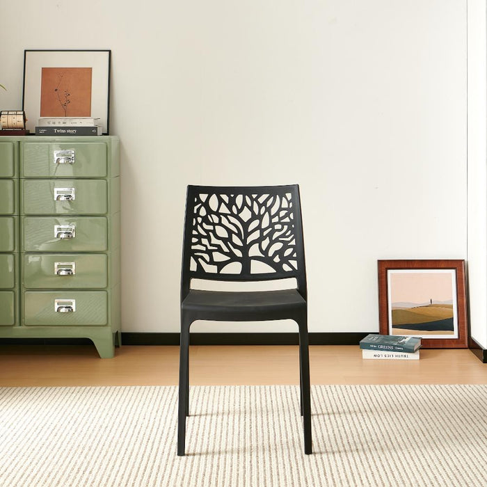 Silla Harlem, Negro, Con espaldar en forma de árbol y diseño minimalista