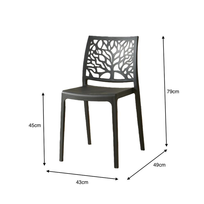 Silla Harlem, Negro, Con espaldar en forma de árbol y diseño minimalista