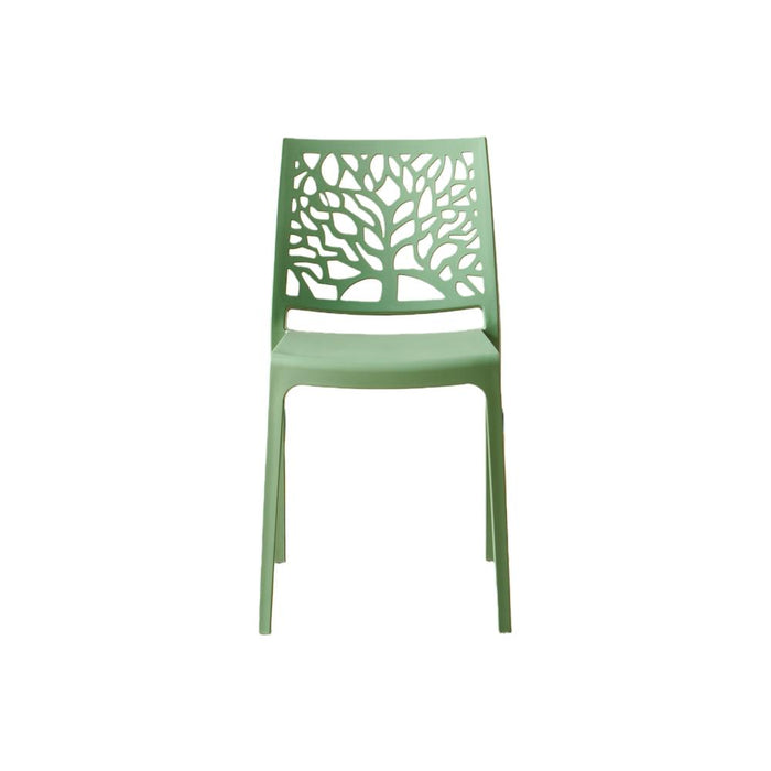 Silla Harlem, Verde, Con espaldar en forma de árbol y diseño minimalista