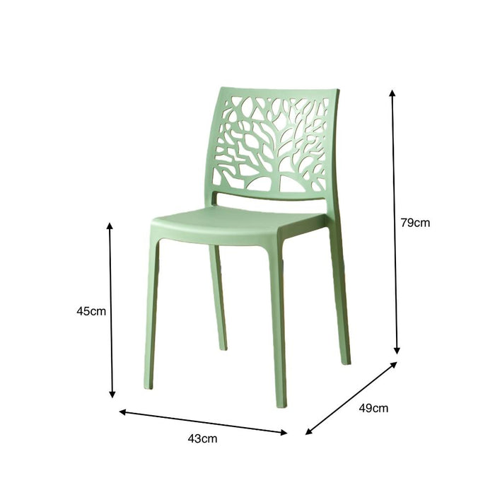 Silla Harlem, Verde, Con espaldar en forma de árbol y diseño minimalista
