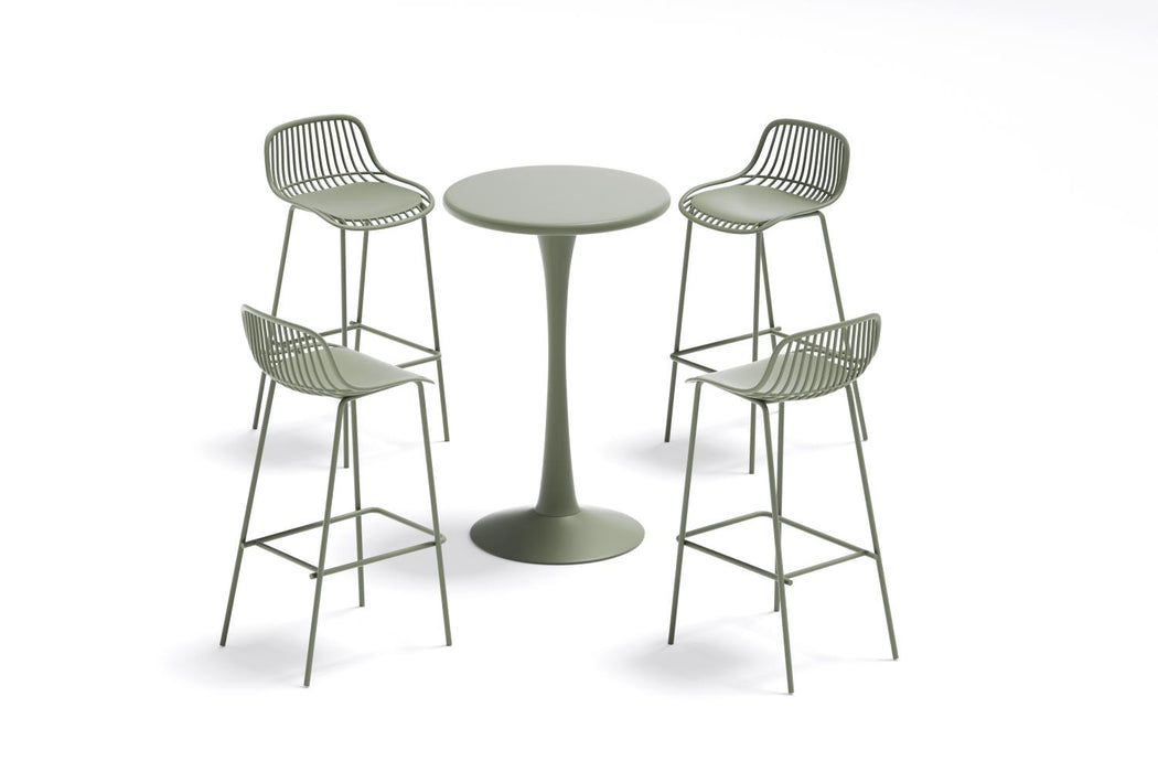 Butaco para Barra Tulum, Color Verde Olivo, Diseño Moderno