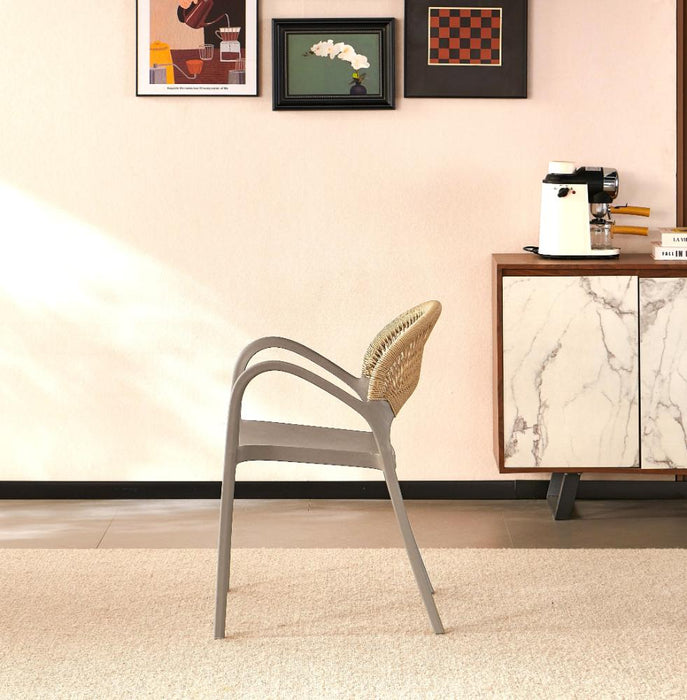 Silla Daytona, Taupe y Café Claro, Con Espaldar, Reposa Brazos y Diseño Minimalista