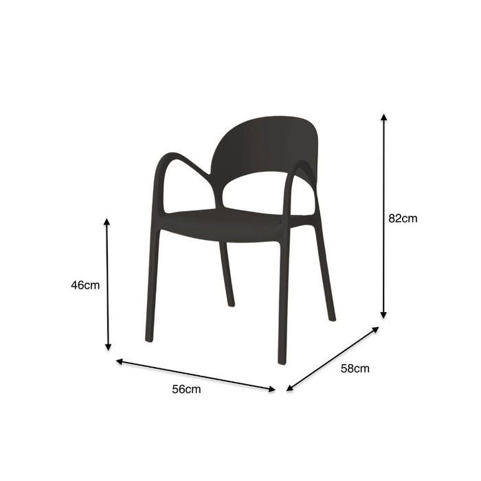 Silla Bremen, Negra, con Espaldar, Reposa Brazos y Diseño Minimalista