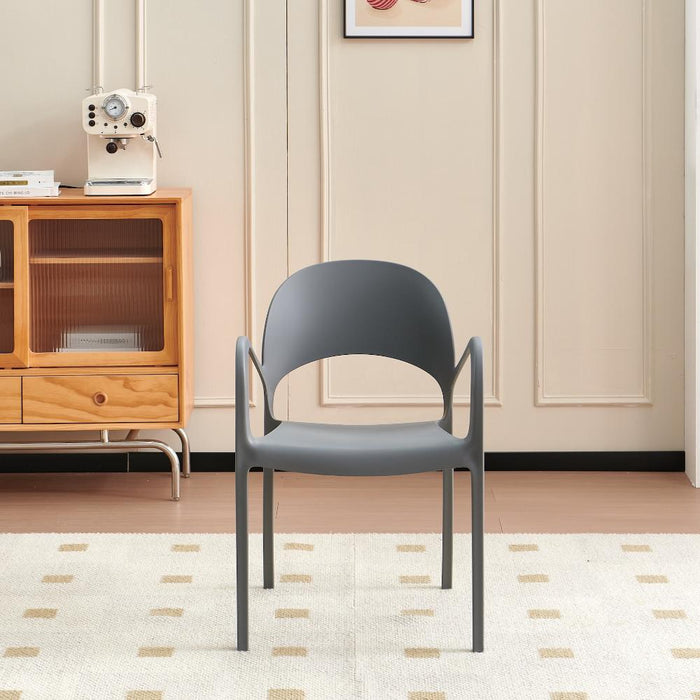 Silla Bremen, Gris Oscuro, Con espaldar, reposa brazos y diseño minimalista