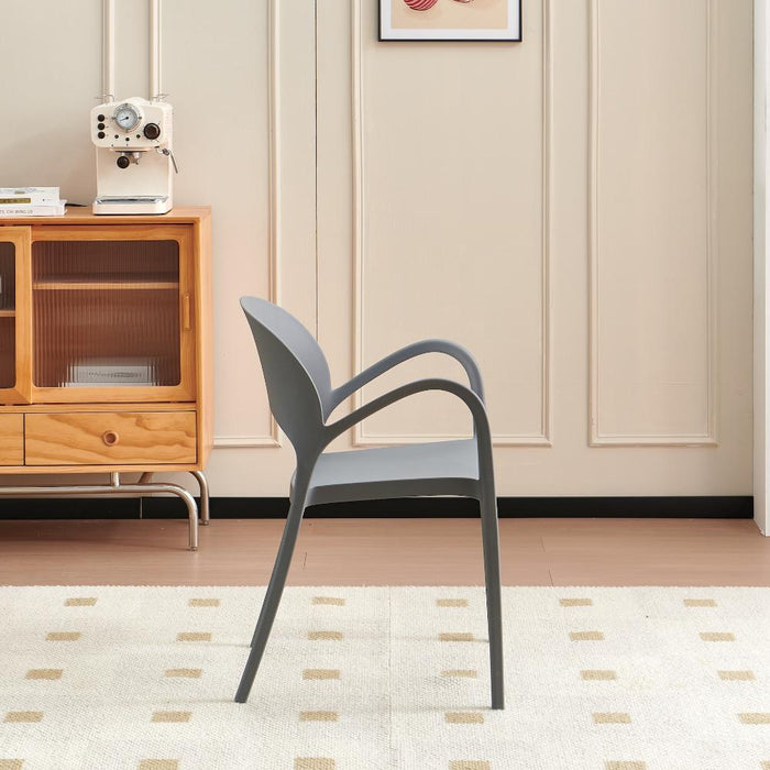Silla Bremen, Gris Oscuro, Con espaldar, reposa brazos y diseño minimalista