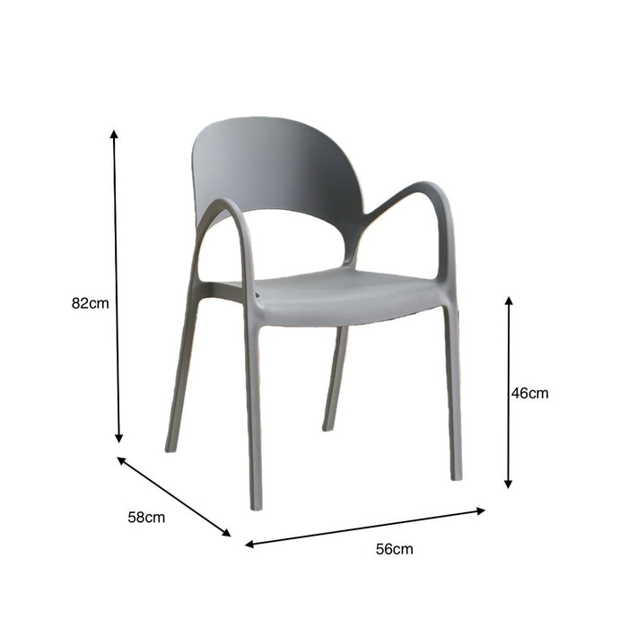 Silla Bremen, Gris Oscuro, Con espaldar, reposa brazos y diseño minimalista