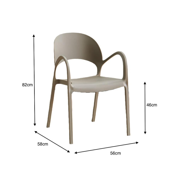 Silla Bremen, Taupe, Con espaldar, reposa brazos y diseño minimalista