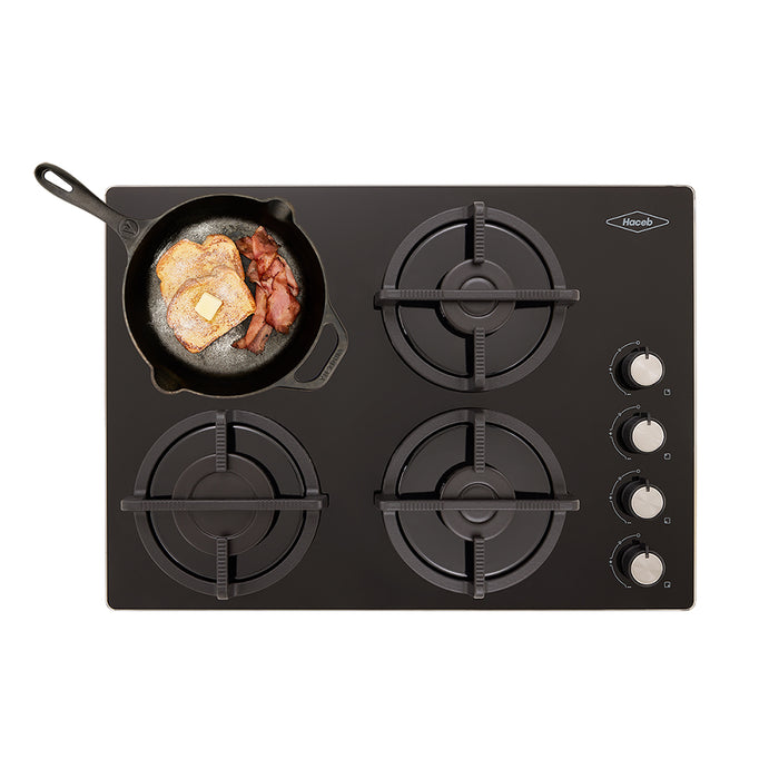 Cubierta TO 60X43 cm en cristal con parrillas en hierro fundido, gas natural marca Haceb